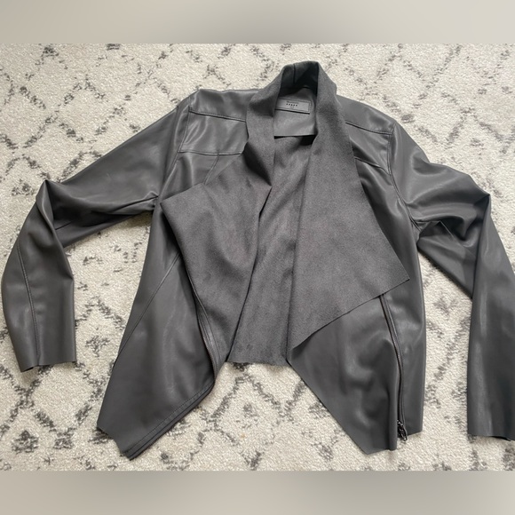 Faux leather and suede draped front jacket - Picture 1 of 2